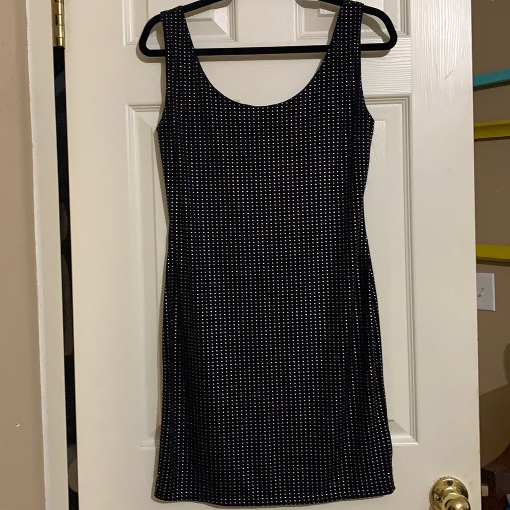 Rock & Republic. Little Black Dress with tiny silver dots shows your curves